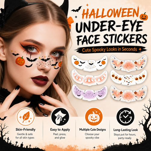 Halloween Under-Eye Face Stickers – Cute Spooky Makeup in Minutes