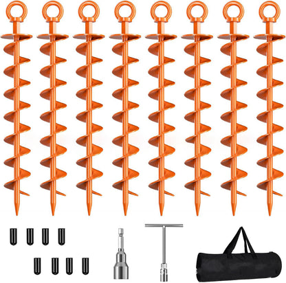 🌀 Heavy-Duty Full Spiral Ground Anchors – Drill-Ready Steel Tie-Down Stakes for Tents & Trampolines 🔩