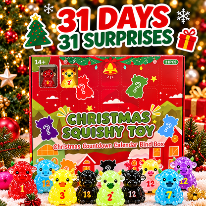 🐮 31-Day Highland Cow Christmas Countdown Calendar – Slow-Rise Squishy Toys