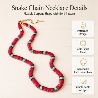 🐍 Patterned Snake Chain Necklace – Bold Sculptural Statement Jewelry