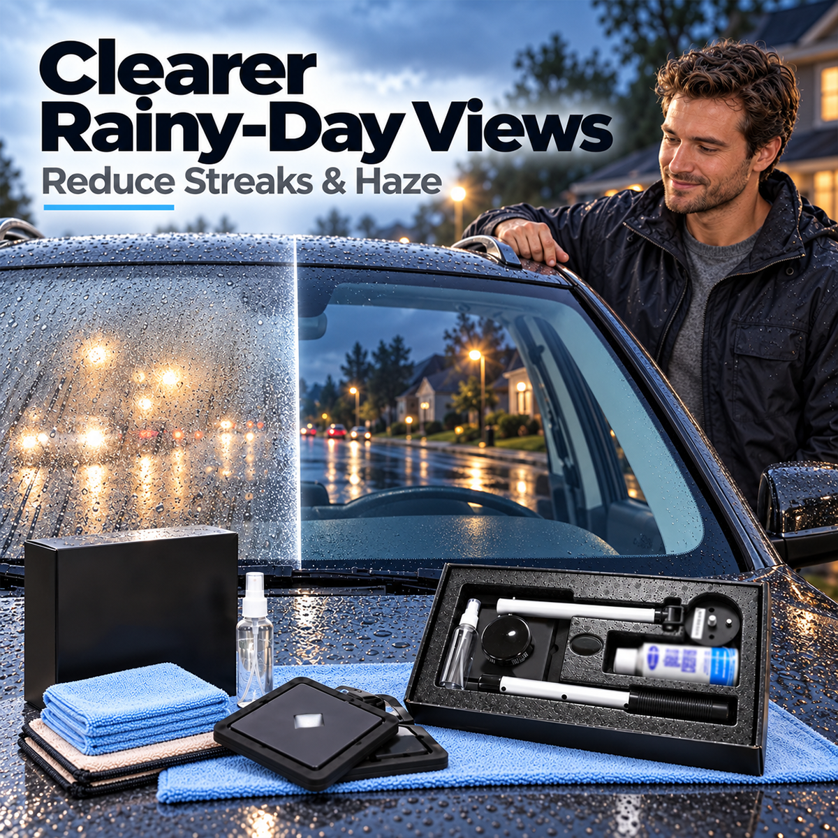 ✨Dual Magnetic Car Windshield Cleaner | Streak-Free Auto Glass Cleaning Kit