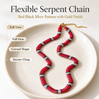 🐍 Patterned Snake Chain Necklace – Bold Sculptural Statement Jewelry