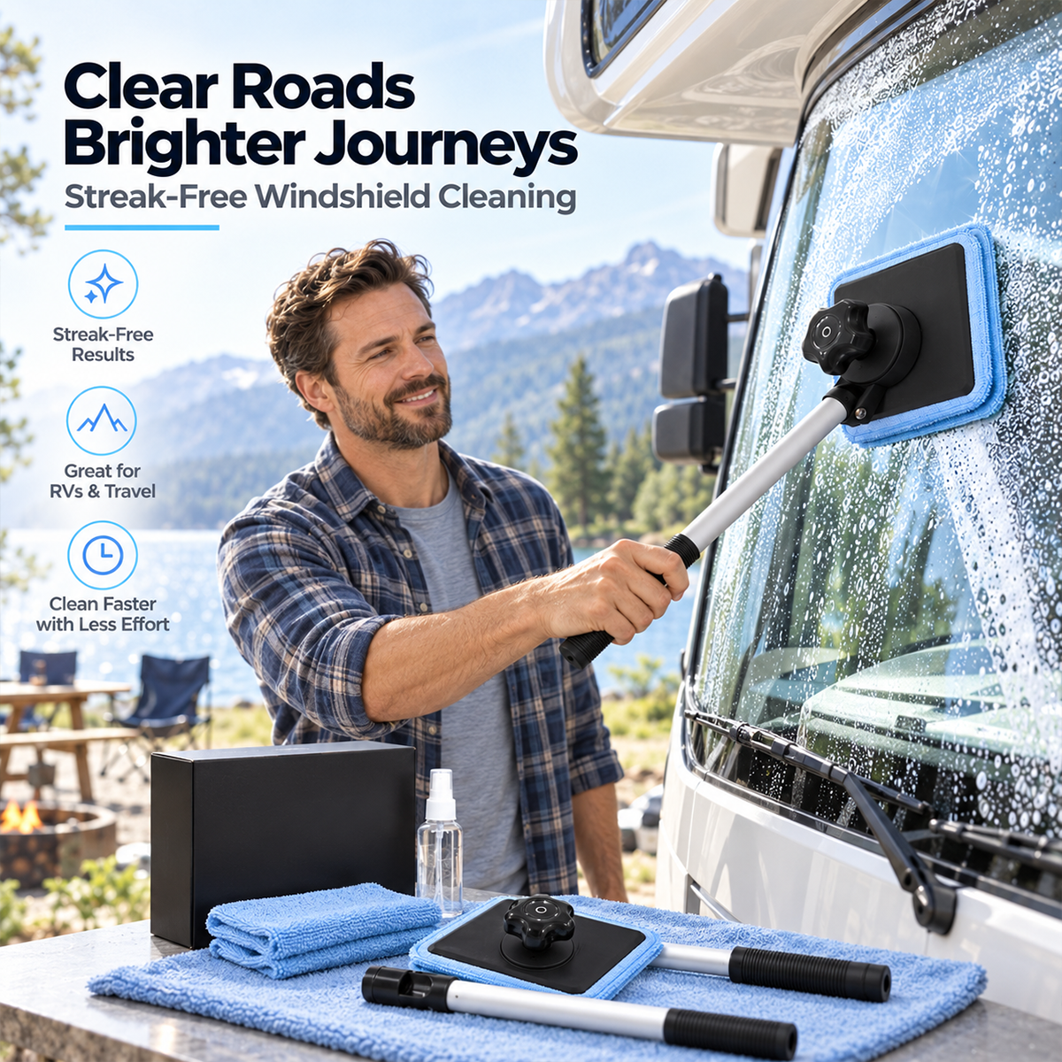 ✨Dual Magnetic Car Windshield Cleaner | Streak-Free Auto Glass Cleaning Kit