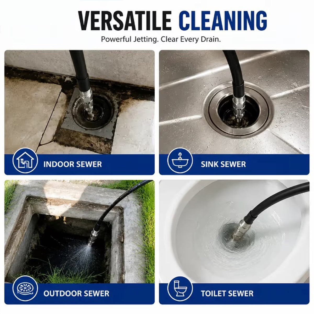 💦Stainless Steel Sewer Jetter Nozzle – 1/4' Quick Connect Drain Cleaning Attachment for Pressure Washers