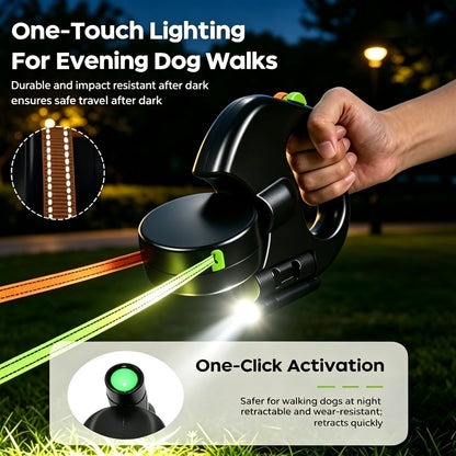 🐕 Dual Retractable Dog Leash – For 2 Dogs, Tangle-Free Walking Comfort 🐾