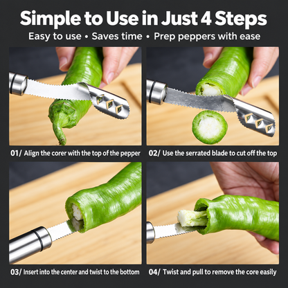🌶️ Stainless Steel Pepper Corer – Quick Seed & Core Remover