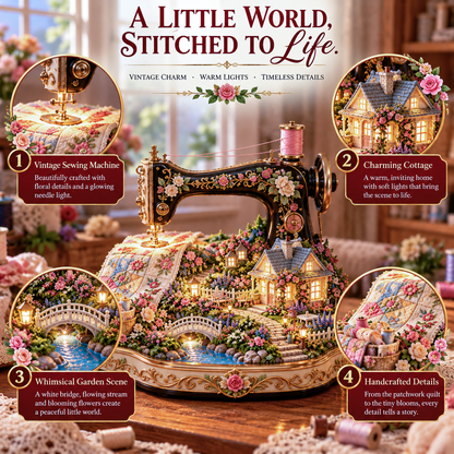🪡 Stitched to Life Sewing Machine Garden Light – Illuminated Vintage Sewing-Themed Decor
