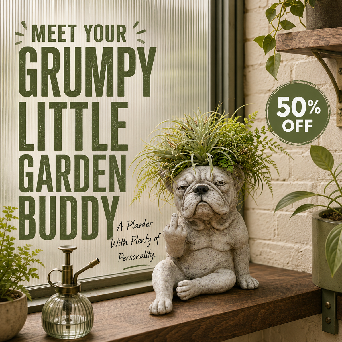 🐶Grumpy Dog Planter
