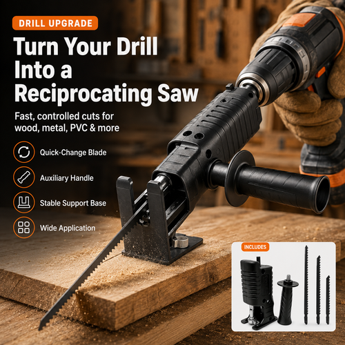 Electric Cutter Adapter for Drill Quick Installation Reciprocating Cutter Adapter for Precise Wood Cutting