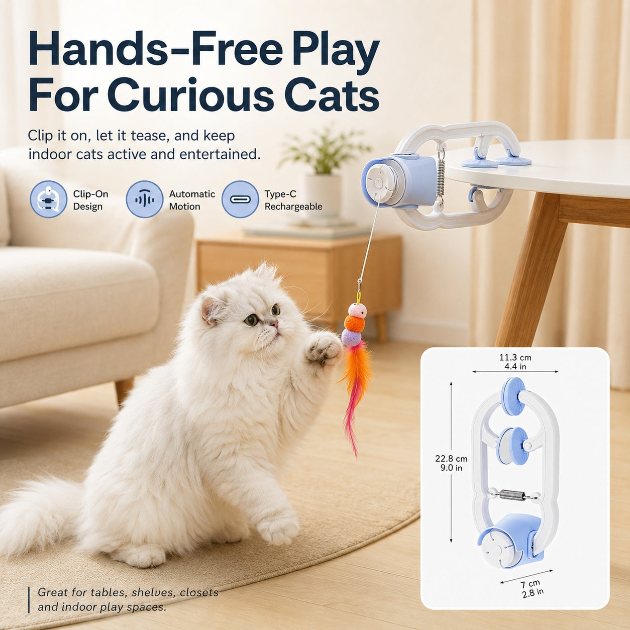 🐱 Automatic Interactive Cat Toy – Clip-On Hands-Free Play