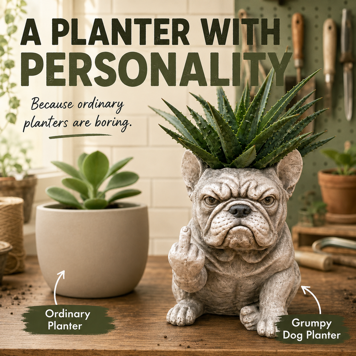 🐶Grumpy Dog Planter