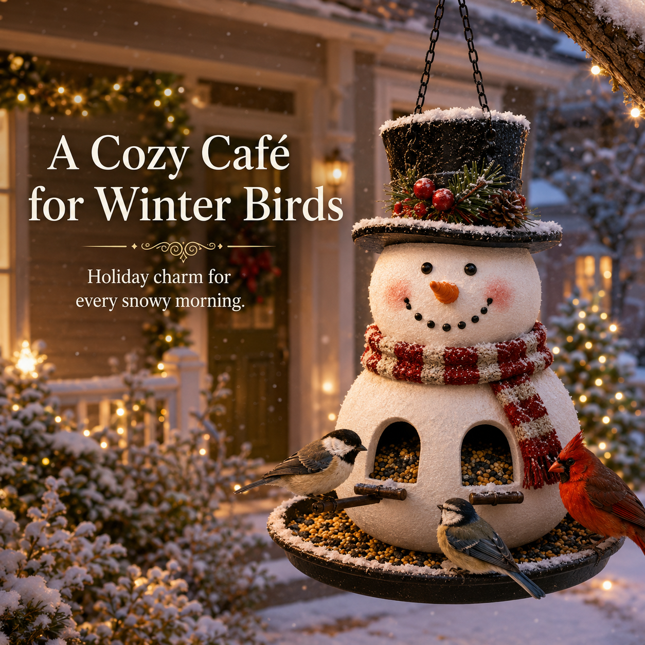 ⛄ Snowman Christmas Bird Feeder – Festive Hanging Feeder for Winter Gardens