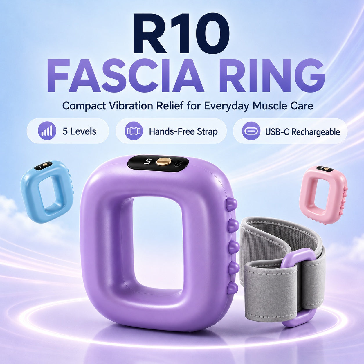 💆 Multi-Functional Fascia Ring – 5-Level Full Body Vibration Massager