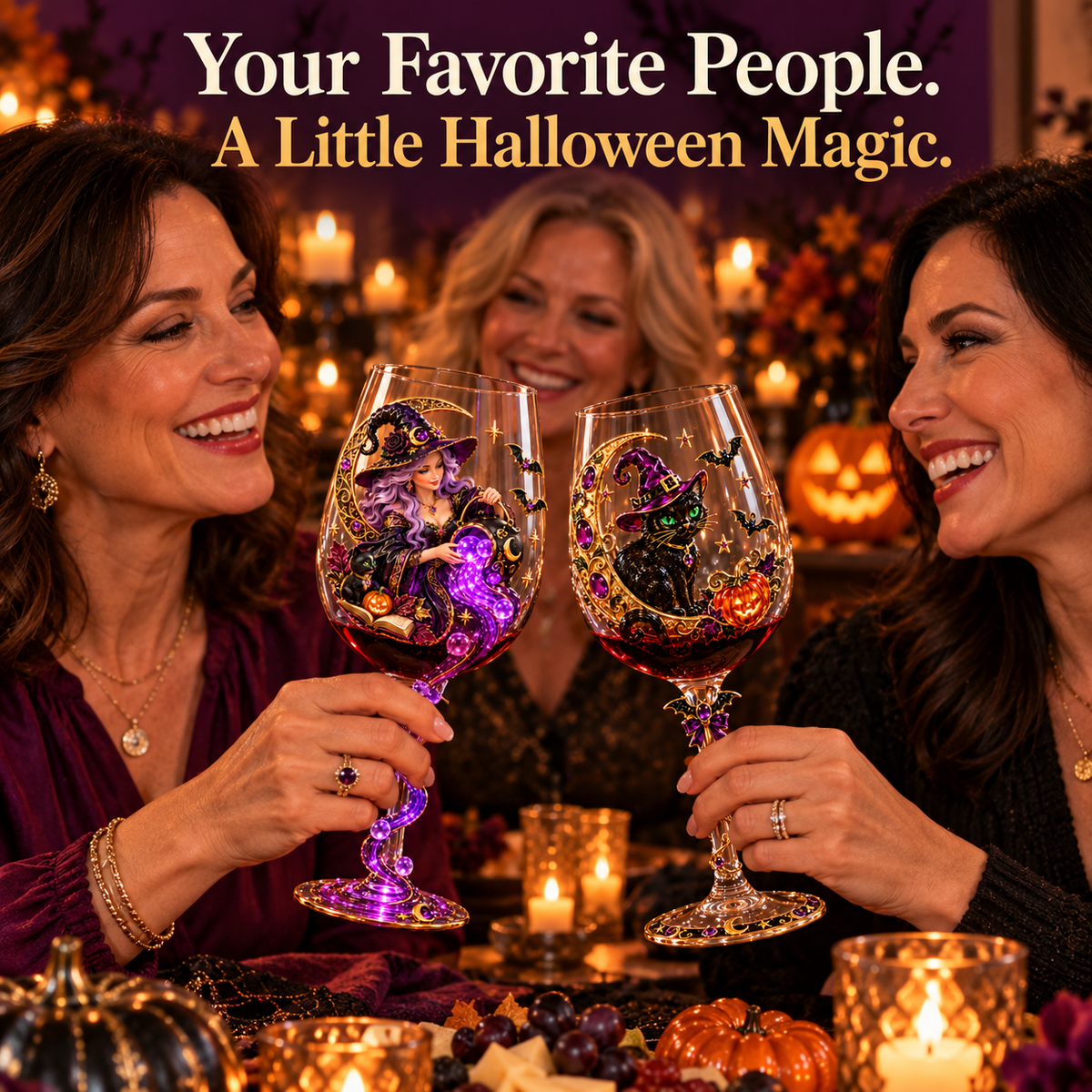 🎃 Enchanted Halloween Wine Glass – ✨ Stunning 3D Details for Spooky Sips & Magical Nights