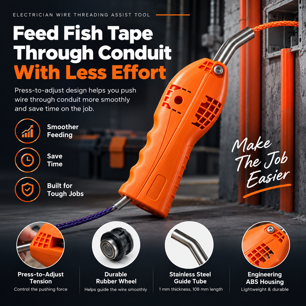 Wire Threading Assist Tool – Feed Fish Tape With Better Control