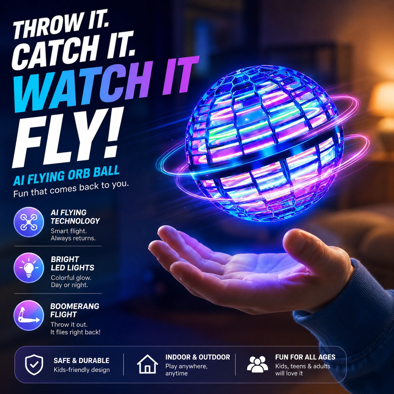 Flying Orb Ball – The Magic LED Boomerang Toy Everyone Loves