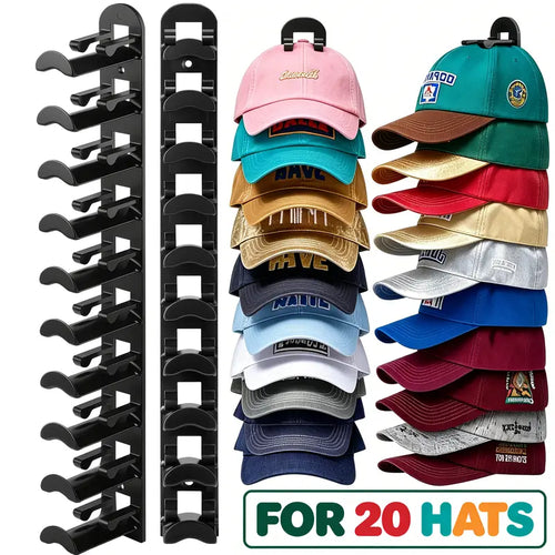 🧢 Wall-Mounted Hat Organizer – Holds Up to 20 Caps