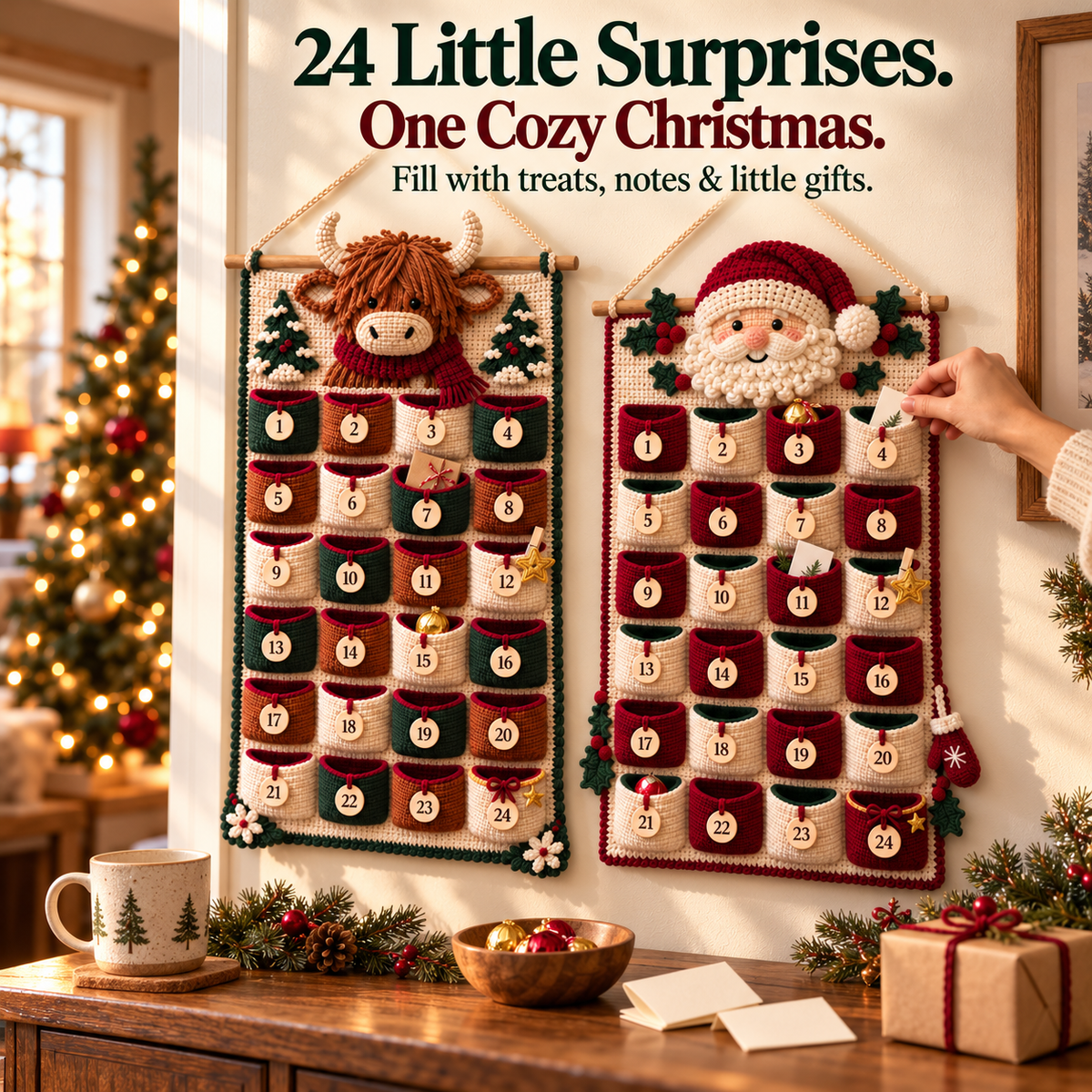 🧶 DIY Crochet Christmas Advent Calendar Kit | 24-Pocket Countdown