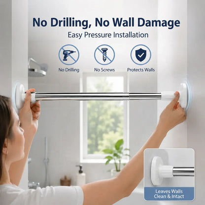 ✨Drill-Free Adjustable Tension Rod – No Drilling, No Damage