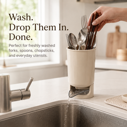 💧Self-Draining Utensil Holder | Compact Sink-Side Storage with Drainage