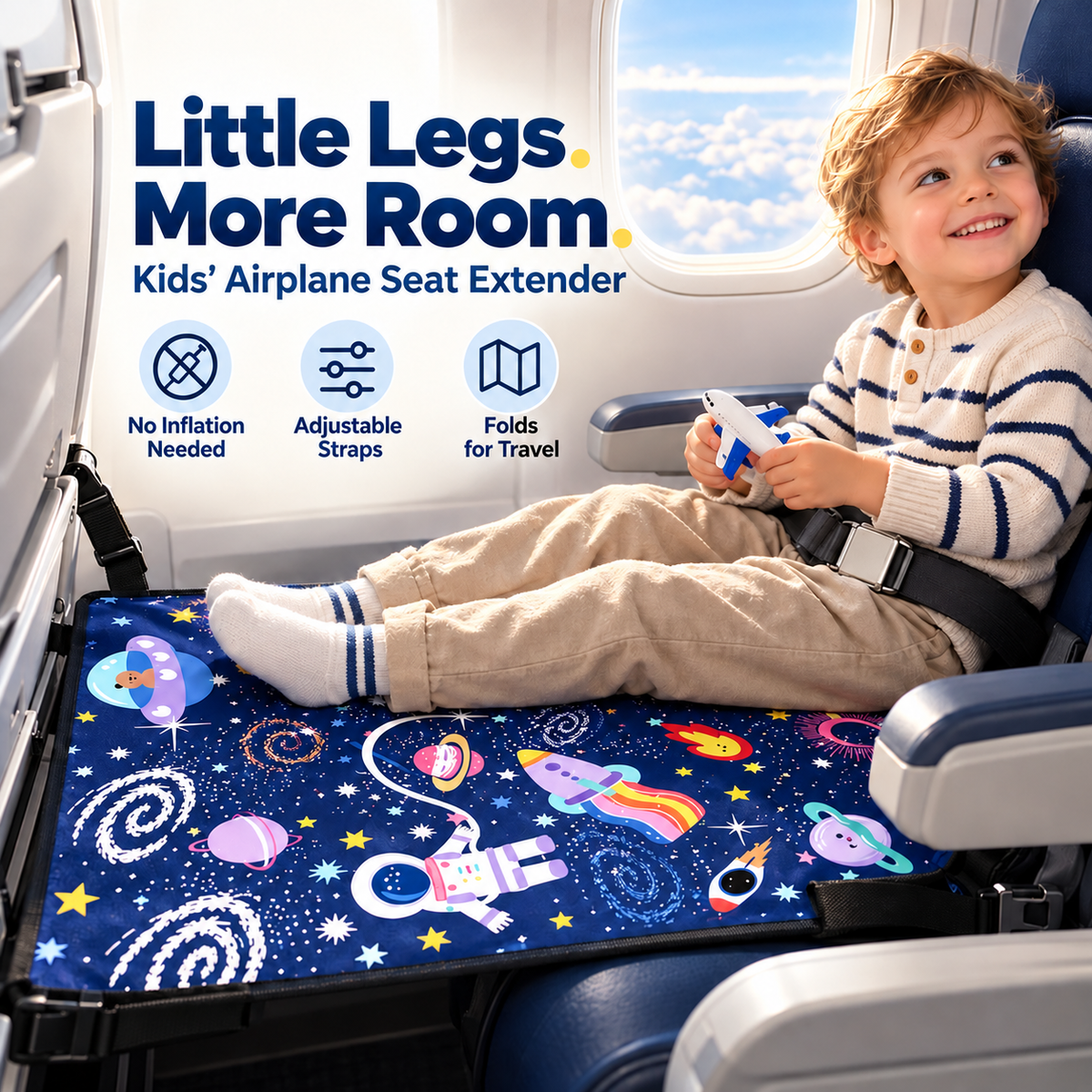 ✈️ Kids’ Airplane Seat Extender – Foldable Travel Leg Rest, No Inflation Needed 🚀
