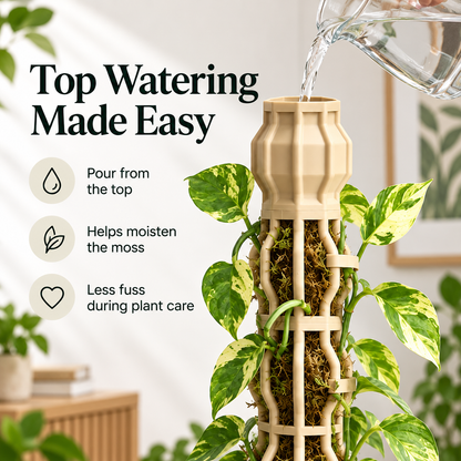 🌿 Stackable Climbing Plant Support Pole – Vine Clips, Moss Fill & Top Watering Design