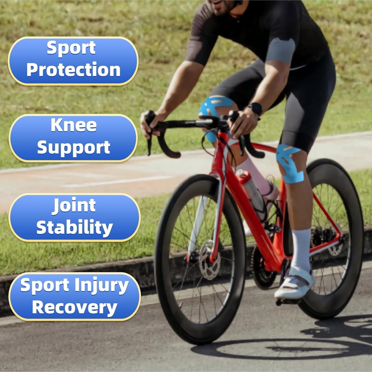 Pre-Cut Kinesiology Knee Tape – Flexible No-Cut Athletic Tape