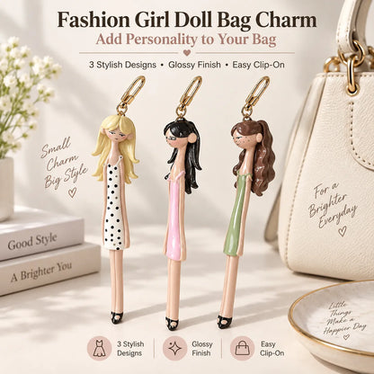 Fashion Girl Doll Bag Charm – Cute Clip-On Purse Accessory ✨