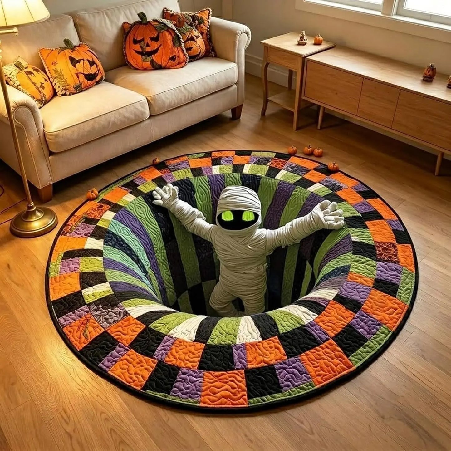 🔥3D Skeleton Vortex Halloween Rug