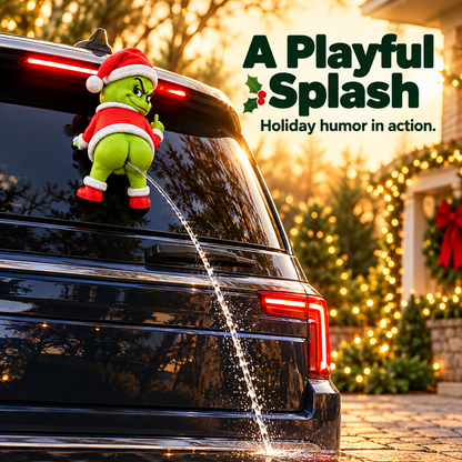 🎅 Funny Grinch Rear Window Car Decor, Water Spray Christmas Grinch Ornament for SUV Rear Windshield, Holiday Prank Car Decoration