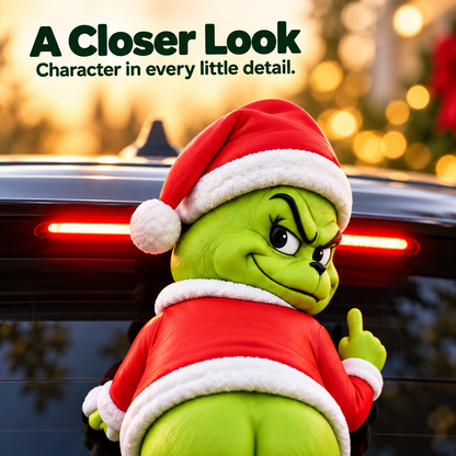 🎅 Funny Grinch Rear Window Car Decor, Water Spray Christmas Grinch Ornament for SUV Rear Windshield, Holiday Prank Car Decoration
