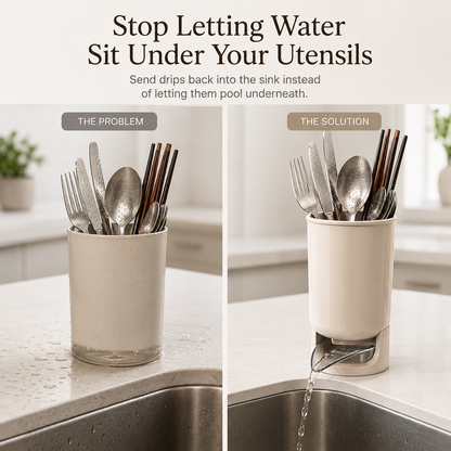 💧Self-Draining Utensil Holder | Compact Sink-Side Storage with Drainage