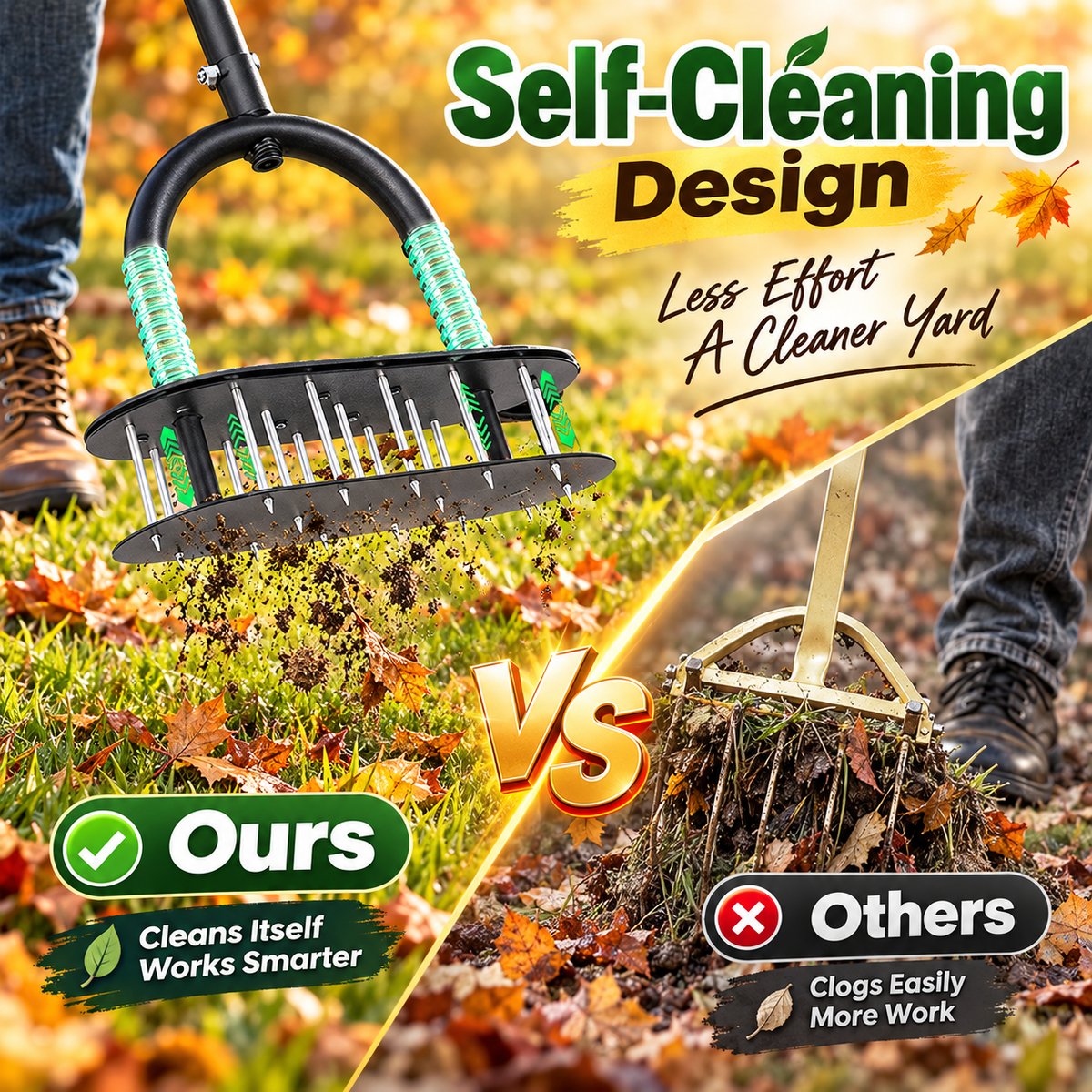 🌱 Manual Lawn Coring Aerator ✅ Carbon Steel Build & Spring Ejection | Healthier Grass Made Easy 🍃