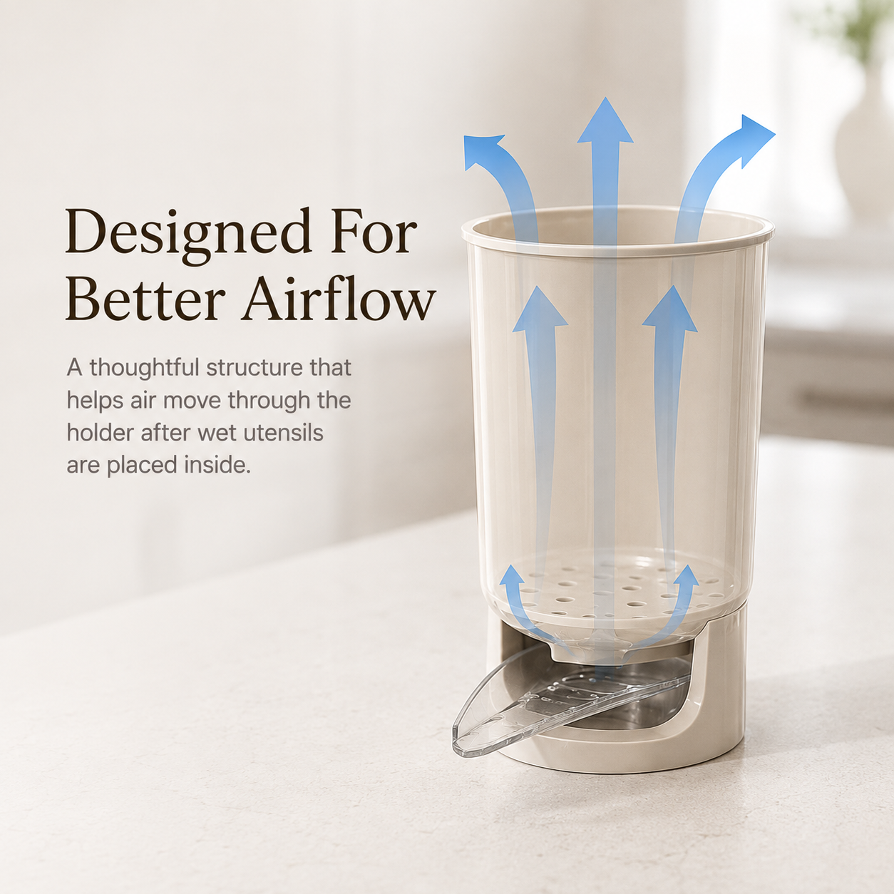💧Self-Draining Utensil Holder | Compact Sink-Side Storage with Drainage