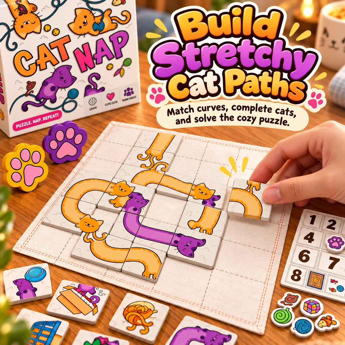 🐱 Cat Nap – Cute Cat Puzzle Board Game for Family Fun & Game Night