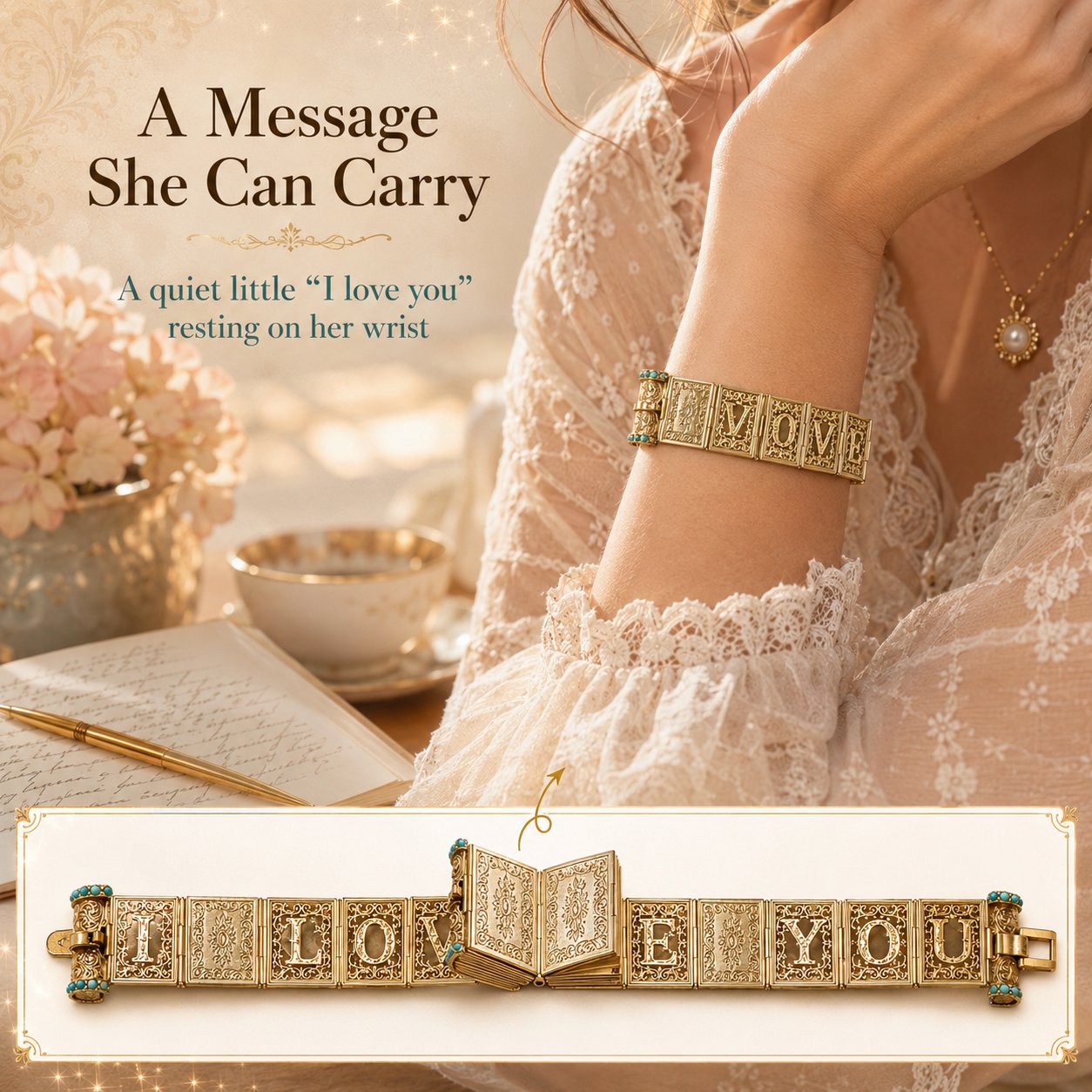 ❤️Victorian Book “I Love You” Bracelet