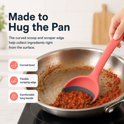 🥄 2-in-1 Silicone Scoop & Scraper Spoon – Multi-Purpose Cooking & Serving Utensil