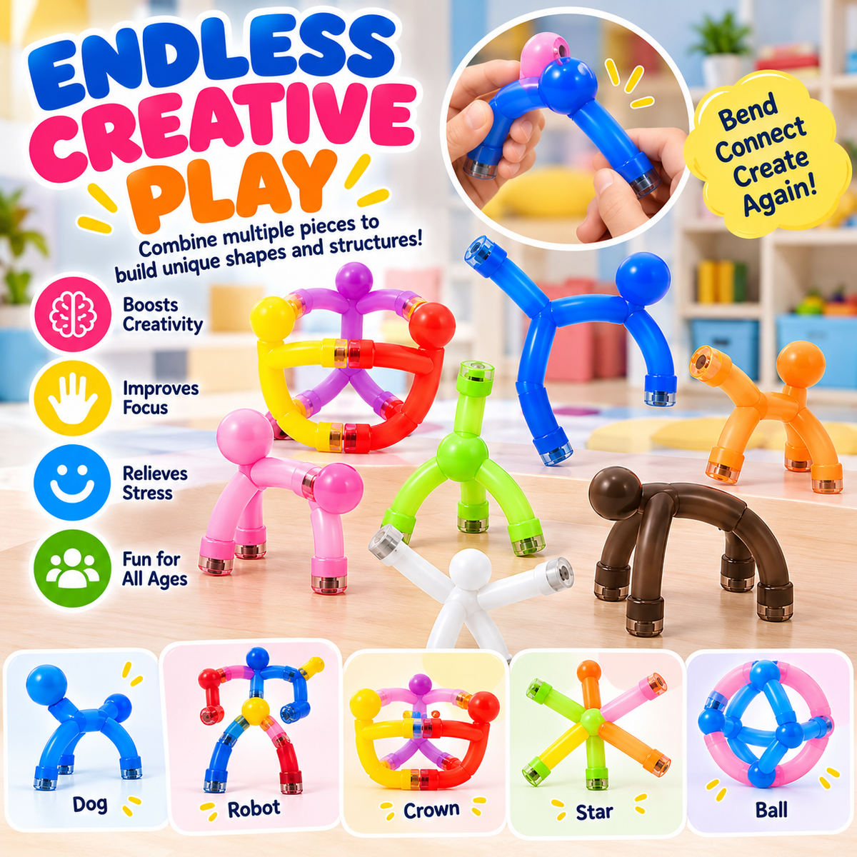 ✨Unisex Kids' Magnetic Building Set (Set of 10)