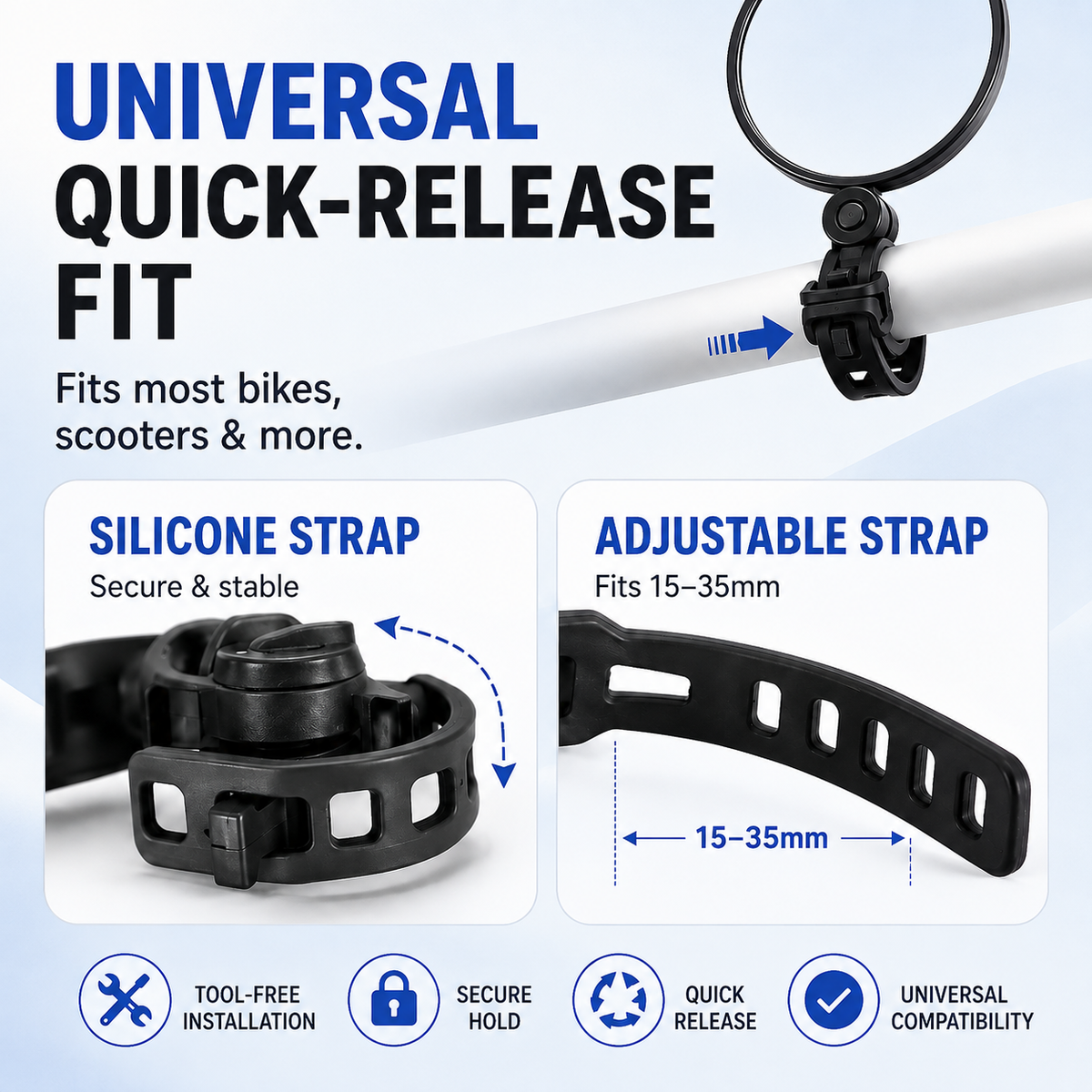 🚲 360° Adjustable Bicycle Rearview Mirror — Wide-Angle Handlebar View