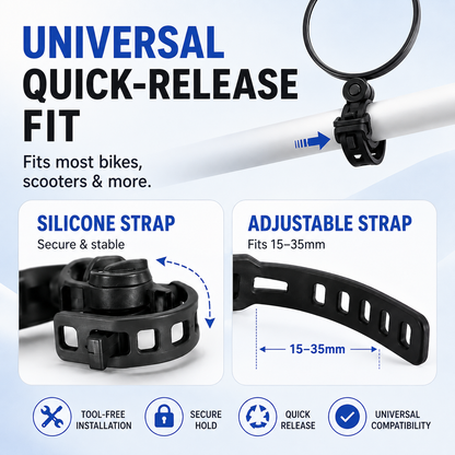 🚲 360° Adjustable Bicycle Rearview Mirror — Wide-Angle Handlebar View