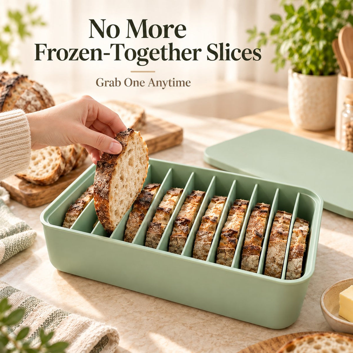 🍞 11-Slot Silicone Bread Freezer Box — Keep Sourdough Slices Separate ❄️