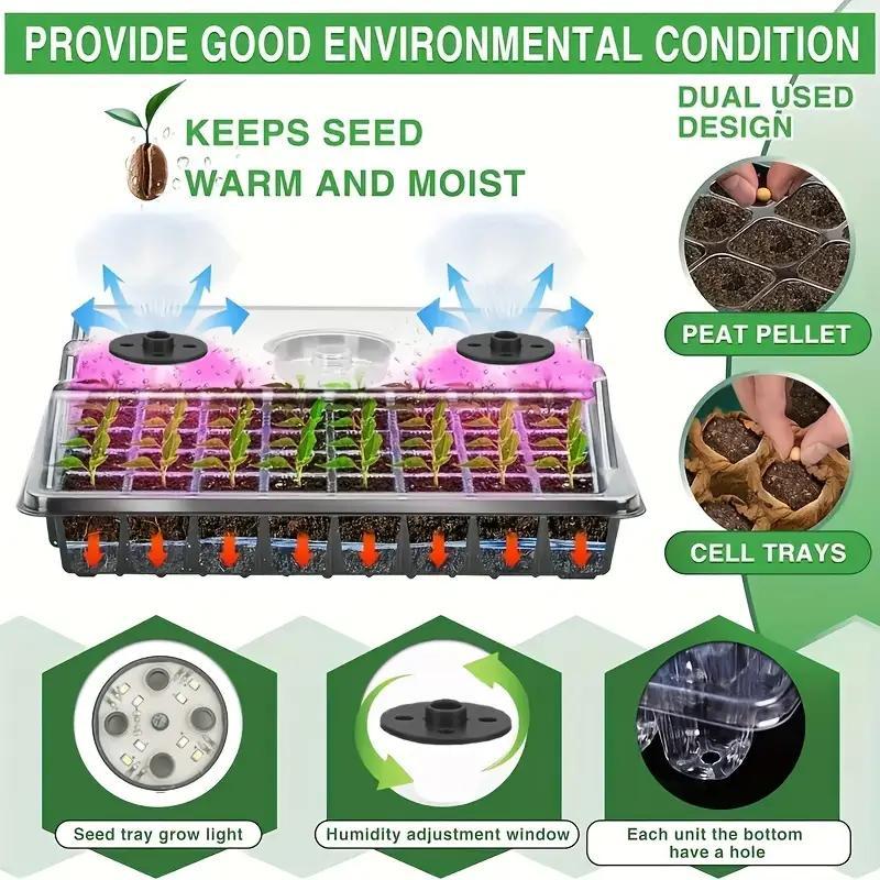 🌱 Seed Starter Trays with Grow Lights – Grow Your Own Little Indoor Garden | 4/5/6-Tray Set
