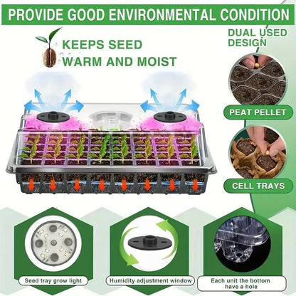 🌱 Seed Starter Trays with Grow Lights – Grow Your Own Little Indoor Garden | 4/5/6-Tray Set