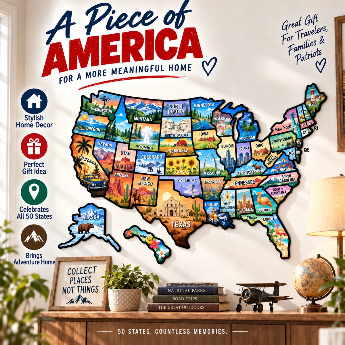 🔥🗺️RV State Sticker Travel Map—Document Your American Adventures in Style