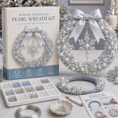 ⏳ Last Day 49% OFF – 🎄✨ DIY Christmas Pearl Wreath Kit – Handmade Beaded Holiday Door Décor 💎🎀