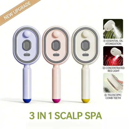 💆 3-in-1 Scalp Spray Massage Comb – Fine Mist Hair Brush with Red Light & Easy-Clean Design
