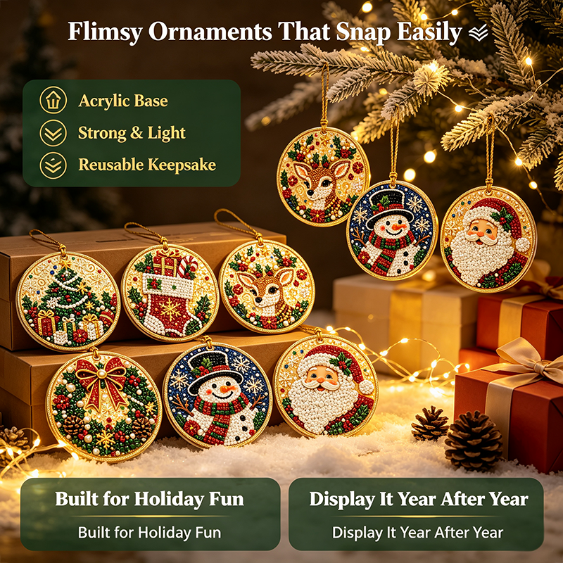 🎄✨6Pcs/12Pcs Christmas DIY Diamond Painting Ornaments Kit, Xmas Tree Hanging Pendant🎄