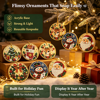 🎄✨6Pcs/12Pcs Christmas DIY Diamond Painting Ornaments Kit, Xmas Tree Hanging Pendant🎄
