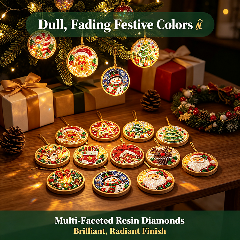 🎄✨6Pcs/12Pcs Christmas DIY Diamond Painting Ornaments Kit, Xmas Tree Hanging Pendant🎄