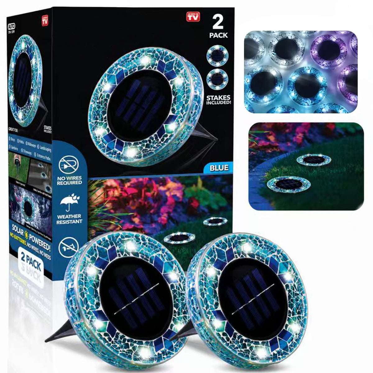 🌙 Glowing Mosaic Solar Garden Lights – Automatic Pathway Glow